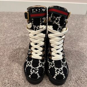 GUCCI GG Tweed Ankle Boots